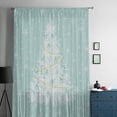 thumbnail image 5 of Teal Green Christmas Tree Semi Sheer Curtains Drapes for Living Room, Bedroom, French Doors Window 84 Inches Long, Balls Snowflake Xmas Tree Rod Pocket Chiffon Curtain Drapery Voile Draperies Panel, 5 of 6