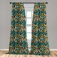 thumbnail image 5 of Ambesonne Geometric Curtains, Surreal Future Lines, Pair of 28"x84", Pale Yellow Turquoise, 5 of 5