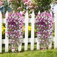 thumbnail image 3 of Yastouay 4pcs Artificial Hanging Flowers for Outdoors, UV Resistant Fake Flowers, Fuchsia Violet Outdoor Faux Plants for Garden Balcony Yard Porch, 3 of 8