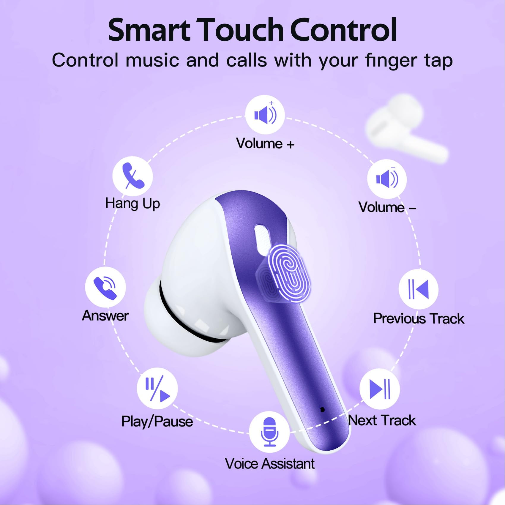 TAGRY Bluetooth Headphones True Wireless Earbuds 60H Playback LED Power Display Earphones with Wireless Charging Case IPX5 Waterproof in-Ear Ear buds with Mic for TV Smart Phone Laptop Computer