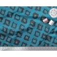thumbnail image 2 of Soimoi Blue Modal Satin Fabric Square Geometric Decor Fabric Printed Yard 42 Inch Wide, 2 of 3