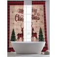 thumbnail image 3 of Merry Christmas Sheer Curtains 84 inches Long 2 Panels Set Elk Deer and Green Xmas Tree Tiers Sheers Rod Pocket Small Window Short Curtains for Kitchen Cafe, Each 52" W x 84" L, 3 of 7