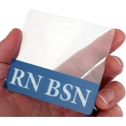Clear Badge Buddy Horizontal - Hospital & Nurse ID Backer Cards - Transparent Title/Role Identifier - Wear Behind Medical Name Badge on I’D Reel or Lanyard by Specialist ID (RN BSN Blue)