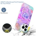 thumbnail image 3 of Allytechgroup Ultra Slim Case for iPhone 15 Pro wth Fashion Marble Pattern, Foldable Ring Kickstand Magnetic Cover Support Wireless Charging Full Body Protection Shockproof Case - Purple, 3 of 6