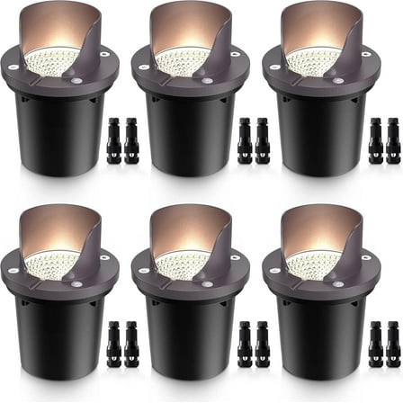 SUNVIE 12W Low Voltage Landscape Lighting Outdoor In-Ground Light LED Well Lights for Garden, 6 pack