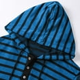 thumbnail image 4 of RYDCOT Men's Casual Short Sleeve Stripe Cotton Hoodie Pullover with Buttons and Drawstring Soft Muscle Fit Athletic Workout Top Blue, 4 of 6