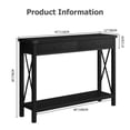 thumbnail image 3 of ChaoLink Entryway Table, 43in Farmhouse Console Table, 2-Tier Wood Sofa Table with Shelf, Behind Couch Table, Console TablesBlack, 3 of 7