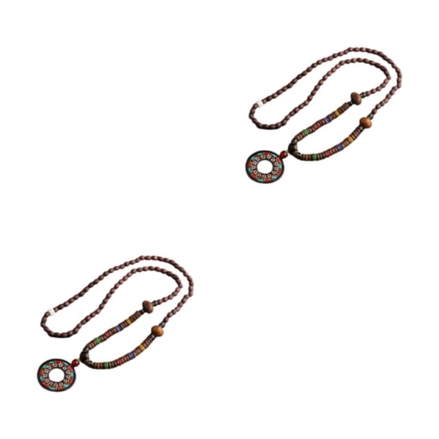 Wweixi Style Vintage Perles Pendentif Déclaration de Mode Large Application comme Indiqué 3 2Set