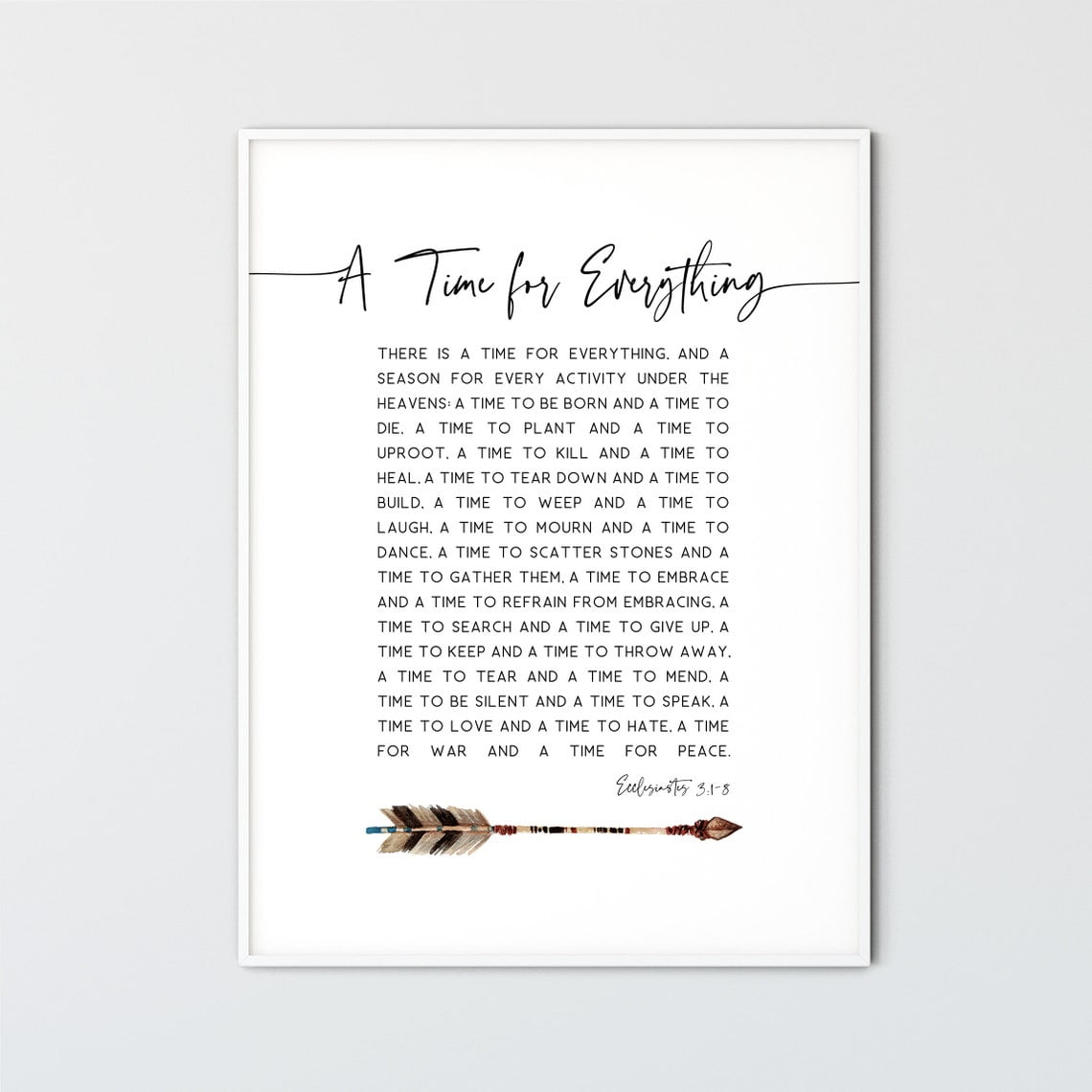 Ecclesiastes 3:1-8 A Time For Everything Unframed Paper Print