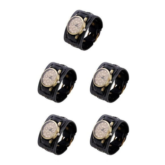 Minnieouse Reloj de para hombre, decoración de moda, correa de cuero, reloj de de cuarzo, relojes de , accesorios para trabajo social, negro Type2 NO2