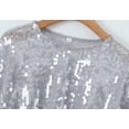 thumbnail image 4 of Round Neck Sequin Drop Shoulder Top for Women Silver Small, 4 of 4