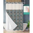 thumbnail image 2 of No Hook Shower Curtain with Snap-in Liner, Boho Flower Waterproof Fabric Bathroom Curtains, Blue Vintage Bohemian Abstract Art Bath Curtains & Mesh Top Window Stand Up Stall 36"x72", 2 of 6