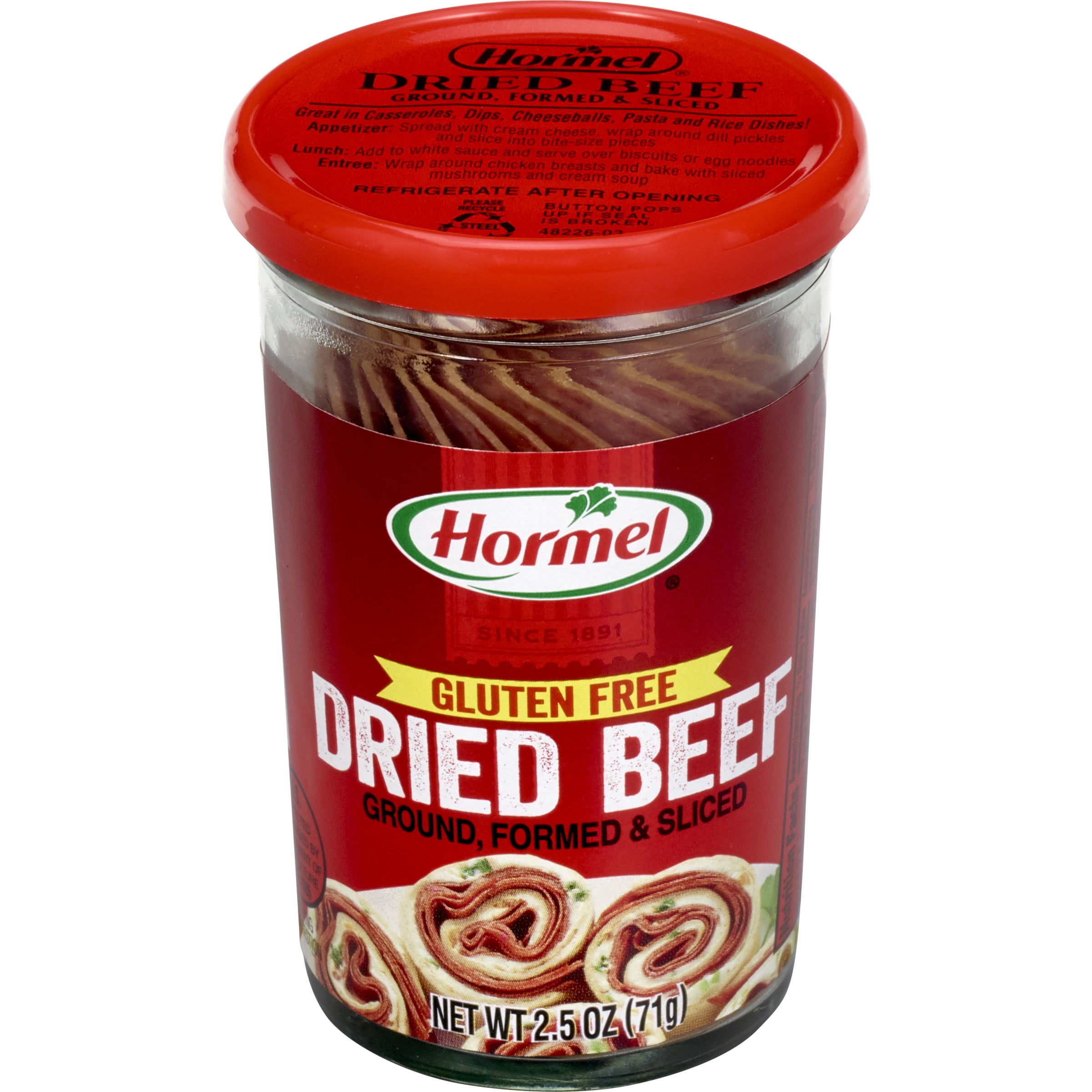 (4 pack) HORMEL Dried Beef, Shelf Stable, 2.5 oz Glass Jar