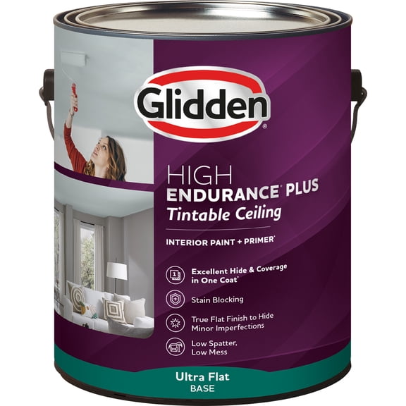 Glidden HEP White Interior Ceiling Paint   Primer, Flat, 1 Gallon