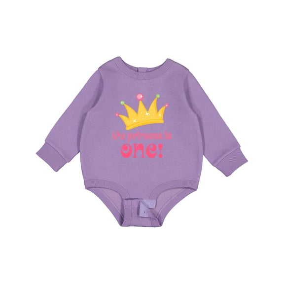 Inktastic Cute Princess is One 1st Birthday Baby Fleece Bodysuit