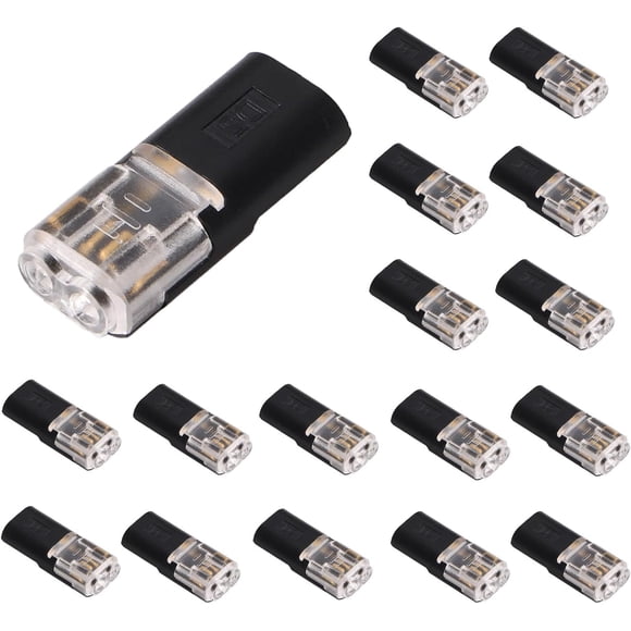 50 Pcs Double Wire Plug-in Connector, Fast Connect Small Low Voltage Power Electic Wiring Connectors with Locking Buckle for Led Strip Light Car Audio Lighting Projects Home Electrical DIY