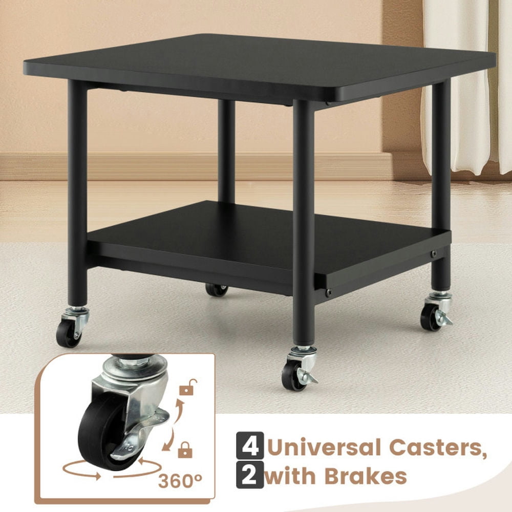 Kadyn Under Desk Printer Stand with 4 Wheels and Locking Mechanism-Black