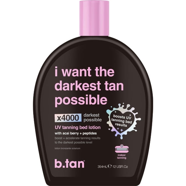 Loción bronceadora b.tan UV I Want The Darkest Tan, 355 ml