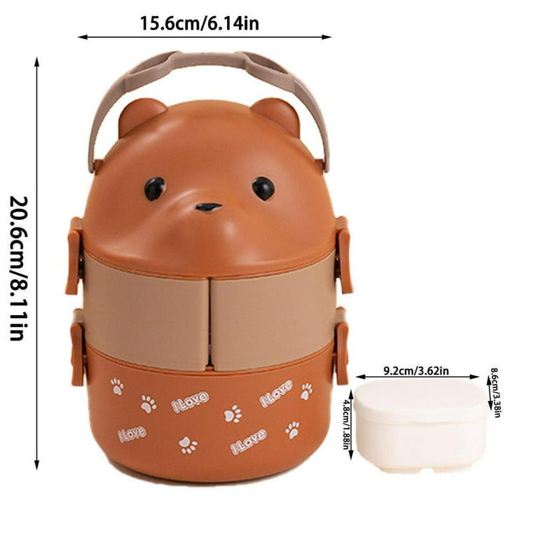 Tohuu Stackable Bento Box Leak Proof Large Capacity Eyeglass Bear Bento Box  Double Layer Portable Lunch Containers For Hot Food Vacuum Thermos Lunch  Box convenient 