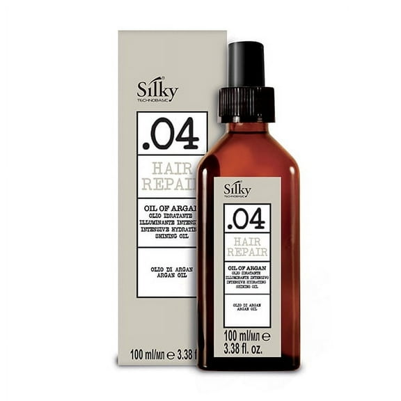 Silky TECHNOBASIC .04 Hair Repair Oil of Argan 100 ml/3.38oz | Damage Protection, Frizz Control, Shine & Silky Finish | Vegan, Cruelty Free | Argan Oil | Quick Absorption | Use before styling