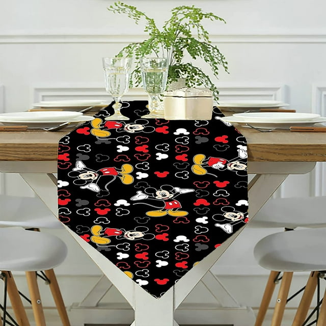 Black Cute Table Runner, Cotton Linen Hexagonal Table Runners for Dinner Party Holidays Home Decoration (13 X 90 Inch)