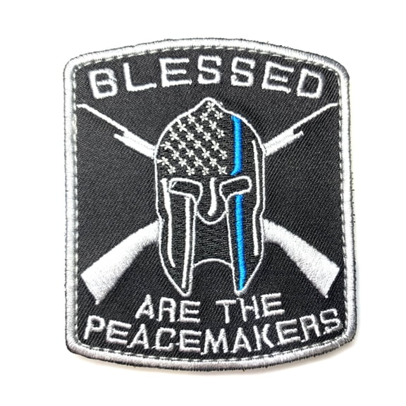 Thin Blue Line Blessed are the Peacemakers Morale Patch Hook & Loop Police
