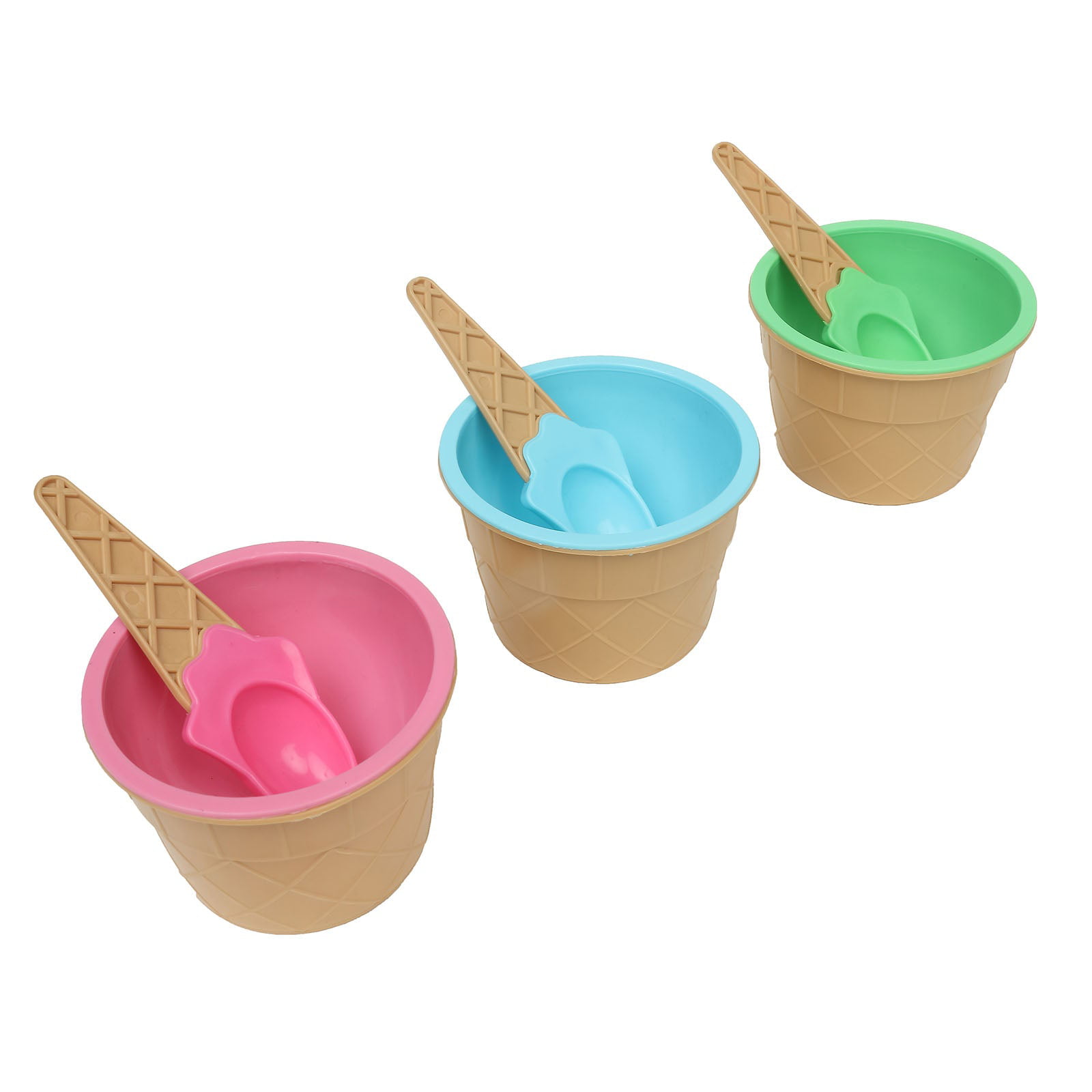 Collections Etc Colorful Double-Wall Insulated Ice Cream Cups - Set of 4 |  Cone-Shaped Cups - Strawberry Pink, Blue Moon, Mint Chip Green, Banana