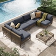 thumbnail image 2 of YODOLLA 7-Piece Patio Furniture Set with Coffee Table, Rattan Wicker Outdoor Sectional Sofa Couch Conversation Set in Dark Brown Rattan&Dark Grey Cushions, 2 of 7