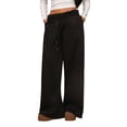 thumbnail image 3 of Women'S Wide Leg Sweatpants Baggy Drawstring High Waisted Joggers Lounge Sweat Pants with Pockets Black XL, 3 of 9