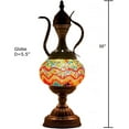 thumbnail image 5 of SILVERFEVER Mosaic Turkish Teapot Lamp Moroccan Glass for Table Desk Bedside Bronze Base Bundle with E12 Light Bulb Firebird Tail, 5 of 7
