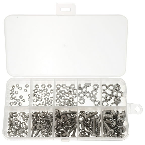 Zoyueyie 1 Set Thread Round Bolts Nuts Washers Assortment Kit for Machine Repairing (320pcs per set)