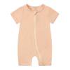 thumbnail image 1 of Toddler Girls Rompers Summer Solid Zipper Sleeper Short Sleeve Jumpsuit Onesie Outfits Khaki Soft Newborn Clothes, 1 of 3