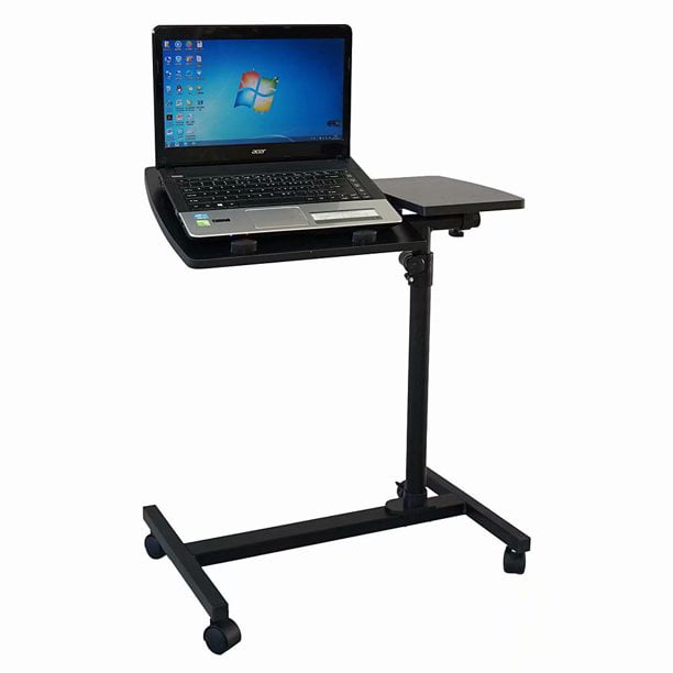 360° Swivel  Laptop Desk Table Stand Lap Angle&Height Adjustable w/Wheels For PC 