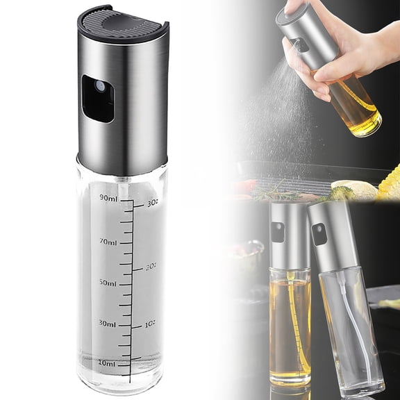 Oil Sprayer for Cooking, Upgraded 1 Pack Refillable Olive Oil Spray Bottle Mister with Brush for Air Fryer Oil Vinegar Portable Glass Kitchen Gadget for BBQ, Salad, Roasting, Grilling Local Stock