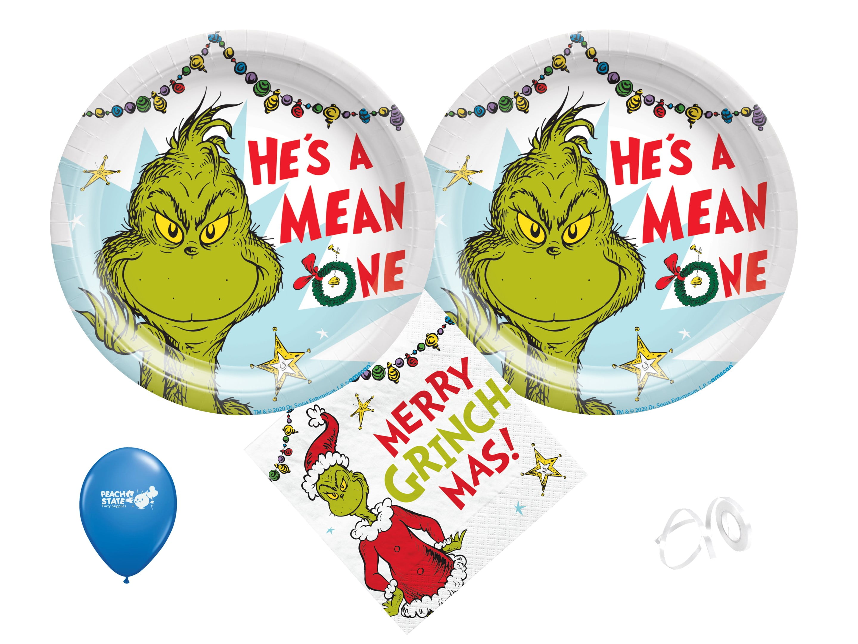 Dr. Seuss The Grinch Christmas Party Supplies w/ The Grinch Paper