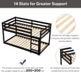 thumbnail image 4 of PORKISS Bunk Beds for Kids, Twin over Twin Floor Bunk Bed with Safety Rail and Ladder, Solid Wood Low Bunk Bed Frame for Boys Girls, No Box Spring Needed, Espresso, 4 of 10