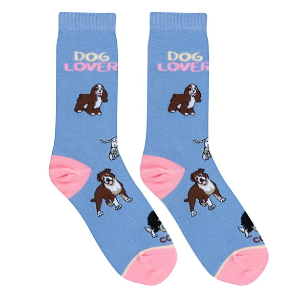 Cool Socks, Dog Lover, Womens Crew Length, Funny Graphic Print- Large