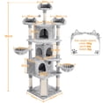 thumbnail image 7 of Yaheetech 76.4" Cat Tree Tower with 3 Condos and 2 Baskets, Light Gray, 7 of 7