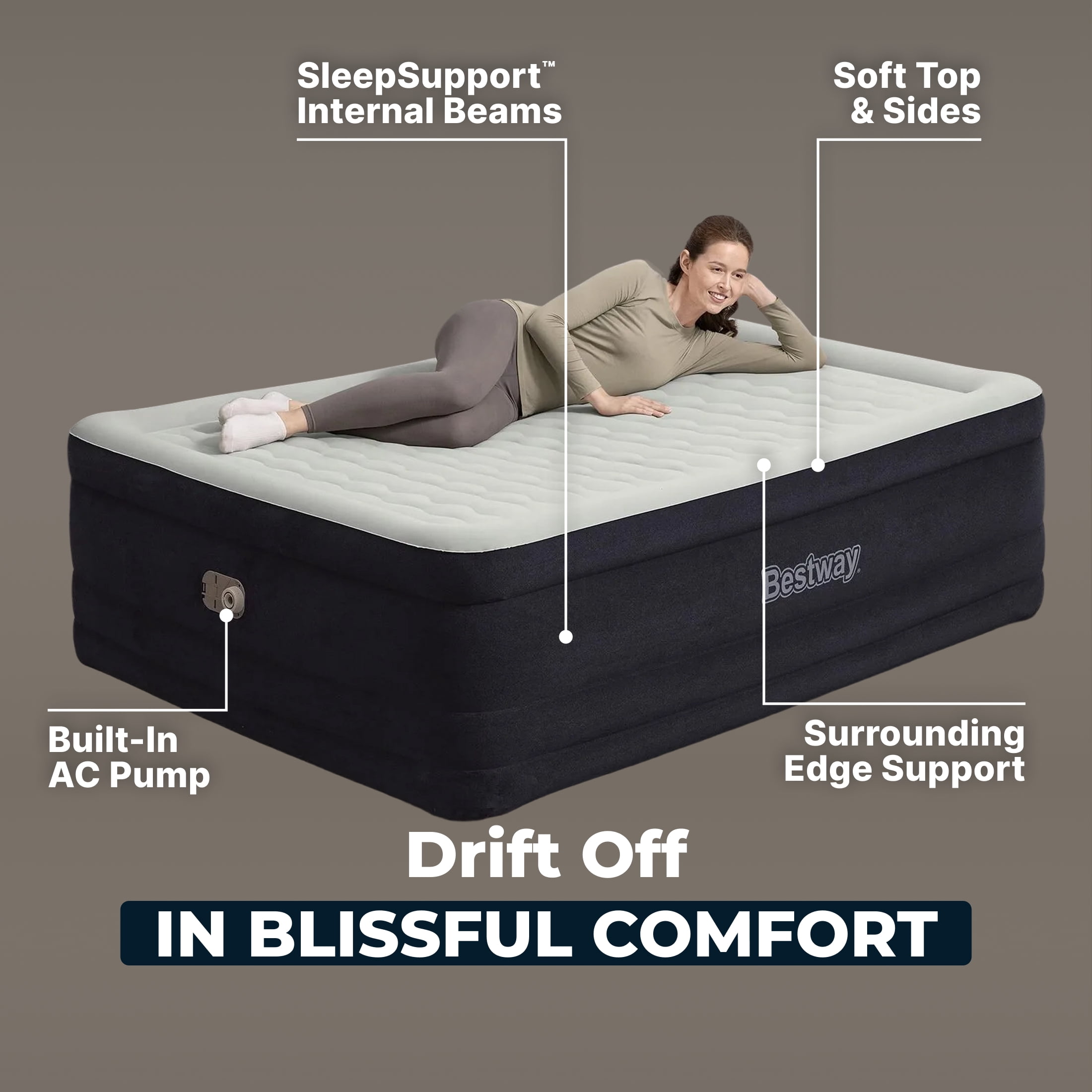 Bestway SleepSupport Air Mattress Queen 24” with Built-in AC Pump