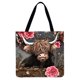 thumbnail image 2 of Bolso Tote de Lino Wdftyju Gran Capacidad Con Ganado y flores, 2 of 2