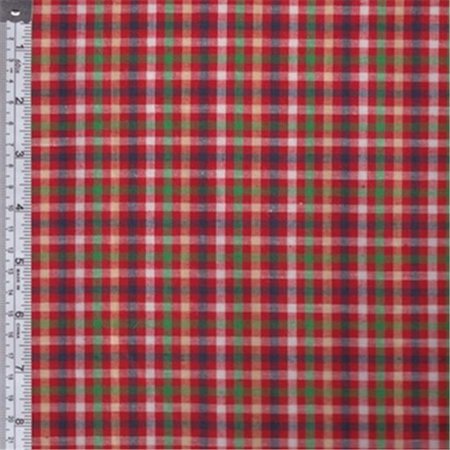Textile Creations RW0129 Rustic Woven Fabric, Check Red, Green And Yellow, 15 yd.