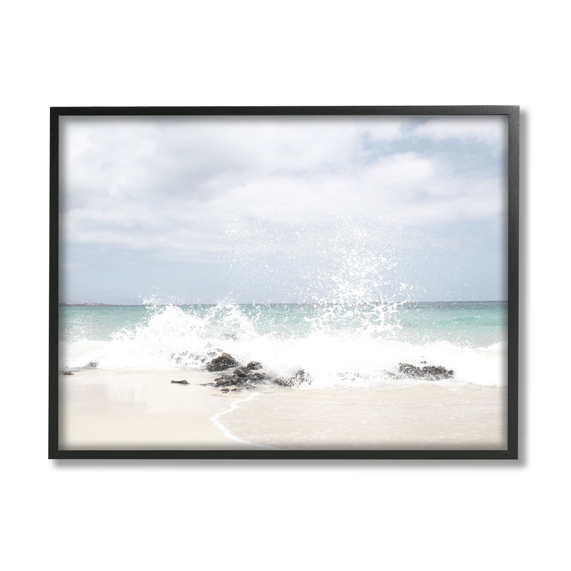 Stupell Industries Tropical Sea Coast Wave Splash Rocky Sand Beach,30 x 24, Design by Leah Straatsma