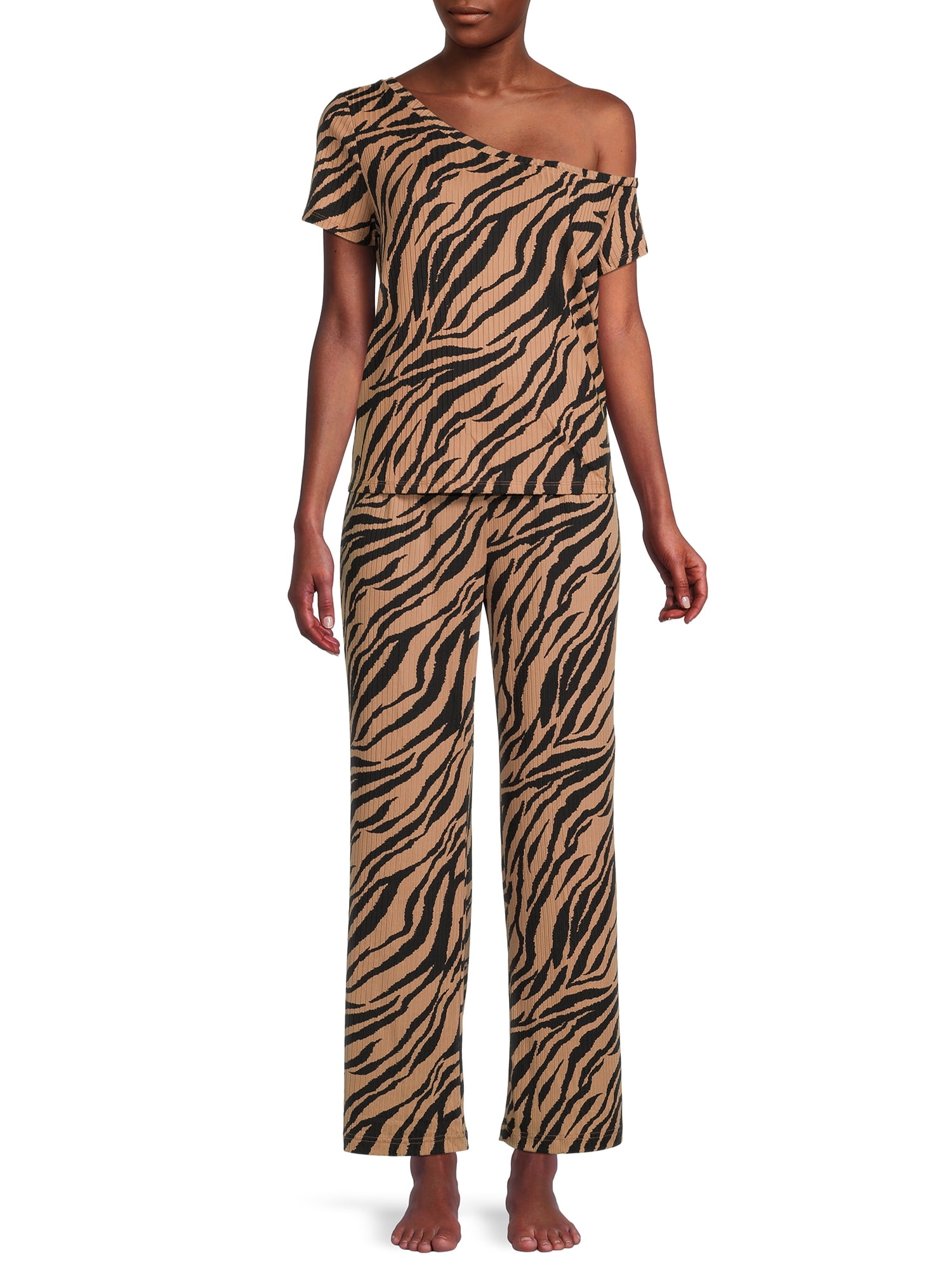 Secret Treasures Women's Off The Shoulder Tee and Pants Lounge Set, 2-Piece