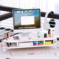 thumbnail image 2 of White Monitor Stand Riser — Desktop Computer Stand & Monitor Riser for Desk, 2 of 6