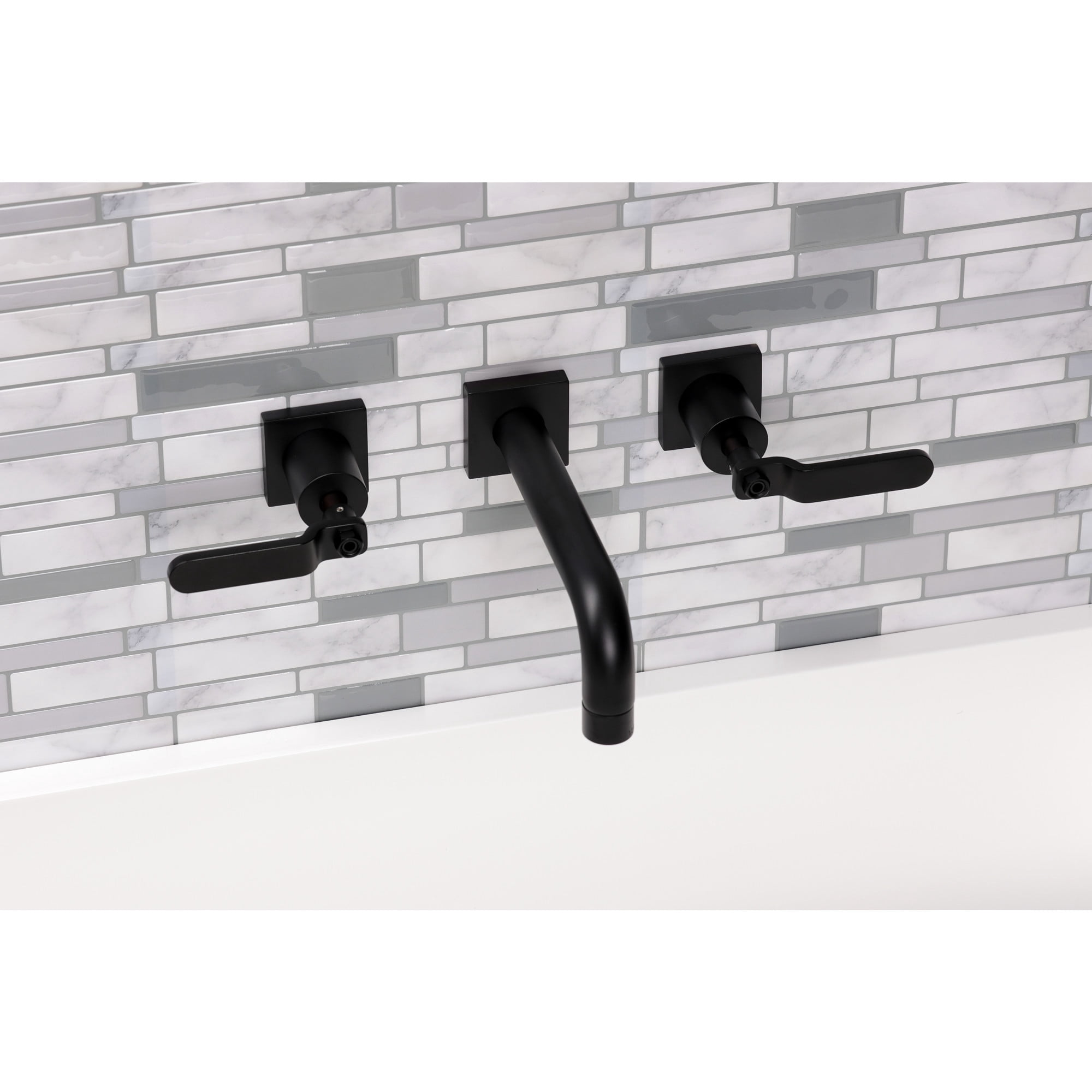 Kingston Brass KS6120KL Whitaker Double-Handle Wall Mount Bathroom Faucet, Matte Black
