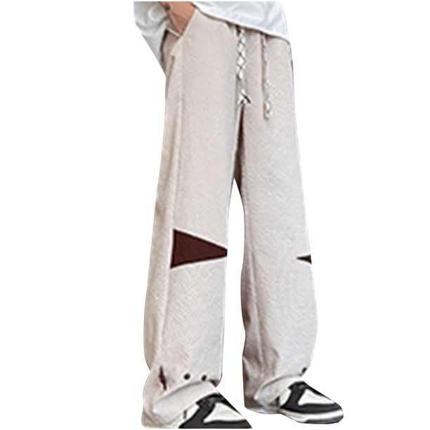 Pantalones largos para hombre, de color liso, con bolsillo y cordón, informales, rectos, con estampado de granos de maíz y piernas atadas, pantalones gruesos para hombre.