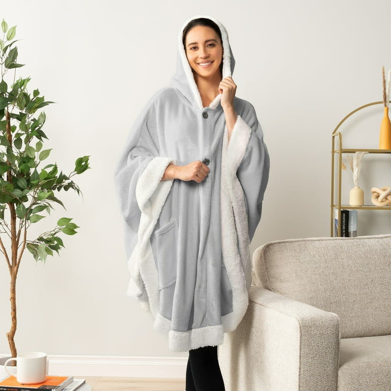 PAVILIA Angel Hooded Blanket Poncho, Plush Sherpa Fleece