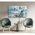 thumbnail image 3 of HFDF Blue Ocean Beach Bathroom Canvas Wall Art Starfish with White Flower Coastal Picture Wall Decor Seascape Poster Seaside Seashell Painting Print Artwork for Living Room Restroom, 16x12inch Framed, 3 of 6