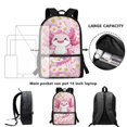 thumbnail image 6 of Binienty Cute Pink Axolotl Floral Backpack for Kids Elementary School Students 17 Inch Large Capacity Bookbag with Customizable Shoulder Straps Front Zipper Pocket Back to School Gifts, 6 of 6