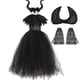 thumbnail image 1 of Disfraz de tutú de Reina del diablo de Maléfica de Disney, vestido tutú elegante de Halloween para niñas con chal de plumas, vestido de baile real para niños, trajes, 1 of 5